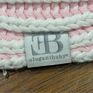 Elegant Baby Pink and White Knit Blanket 100% cotton 30 x 40